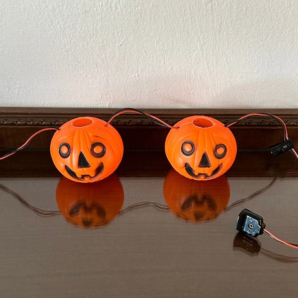 Vtg Peerless Halloween Blow Mold Pumpkin String Light Covers Jack-O-Lantern READ